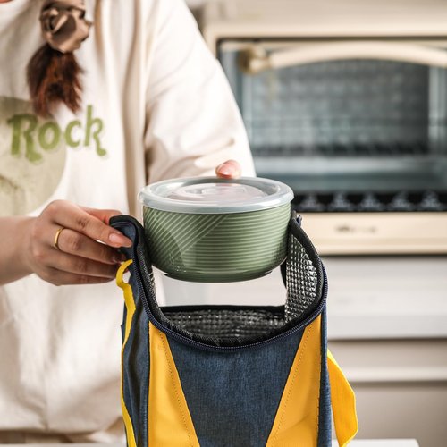 Adewnest Ceramic Bowls with Lids: 20 oz Microwave Safe Food Storage Containers for Soup, Salad, Cereal, Leftovers, Meal Prep, Lunch, Picnic, Camping, Serving - Airtight, Green, Set of 4