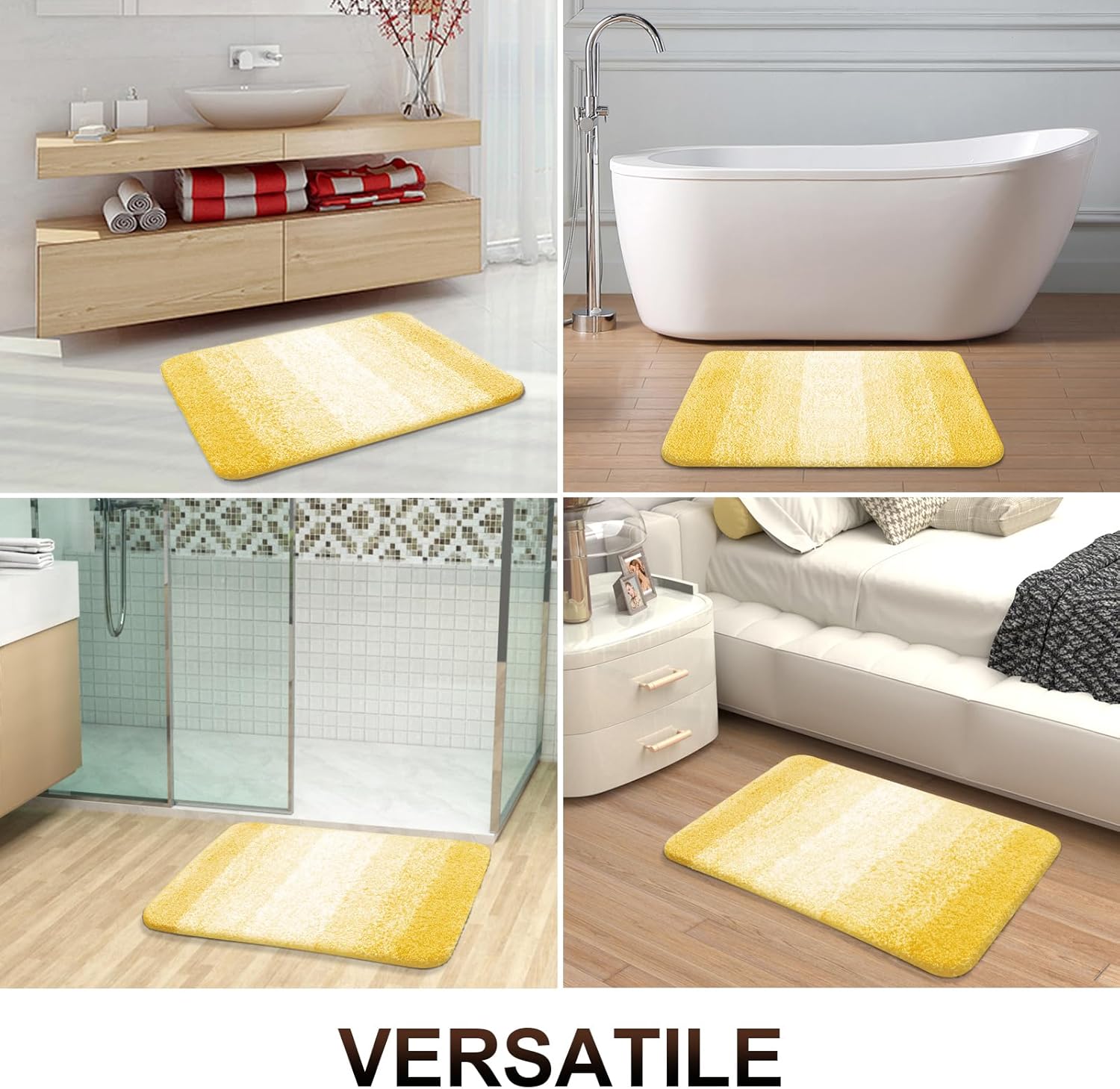 OLANLY Bathroom Rugs - Extra Soft Microfiber Mat 30x20 | Quick Dry, Machine Washable, Rubber Backing, Yellow