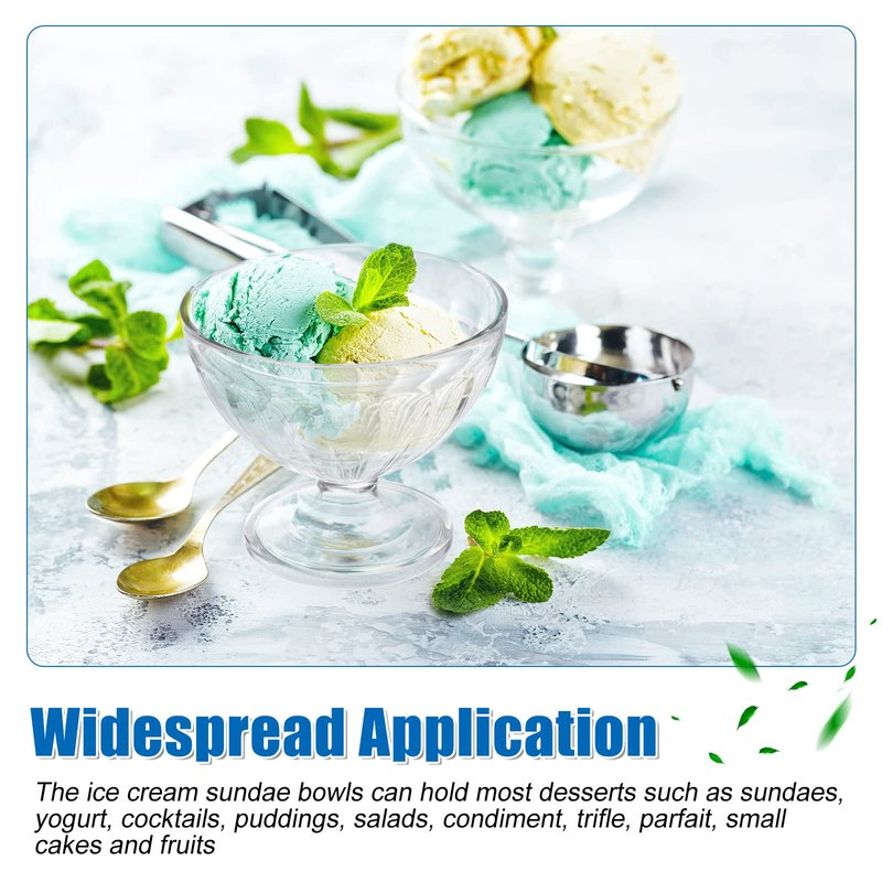 Meanplan 12 Pcs Acrylic Ice Cream Bowls 10 oz Clear Dessert Bowls with Footed Ice Cream Cups Cute Plastic Trifle Tableware for Serving Sundae Salad Fruit Snack Holiday Party