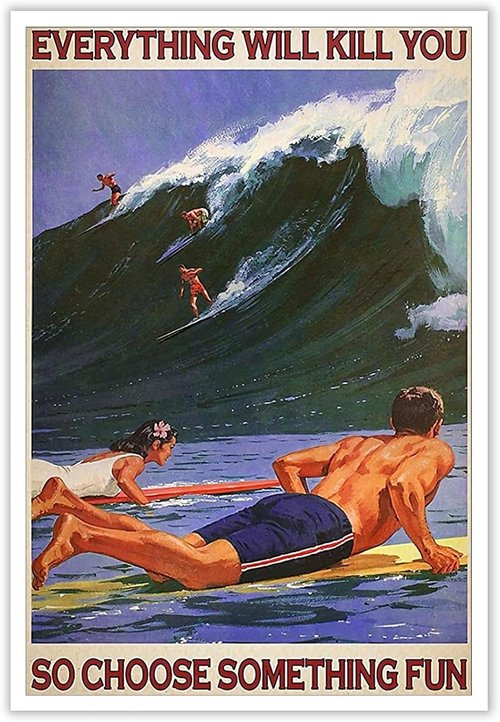 Enveable Retro Hawaii Surfing Poster - Tropical Beach Art Print for Home Decor | 12x16in Unframed