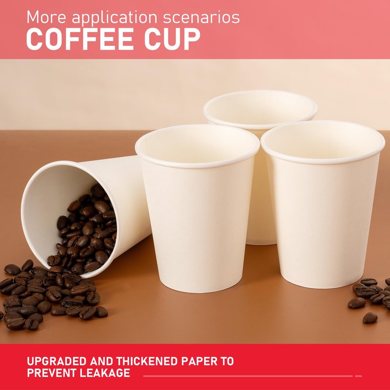 VPACKDUO 500 Pack 8 oz Paper Cups, Disposable Coffee Cups, White Hot/Cold Beverage Drinking Cups for Water, Coffee, or Juice, Perfect for Office, Party, Home