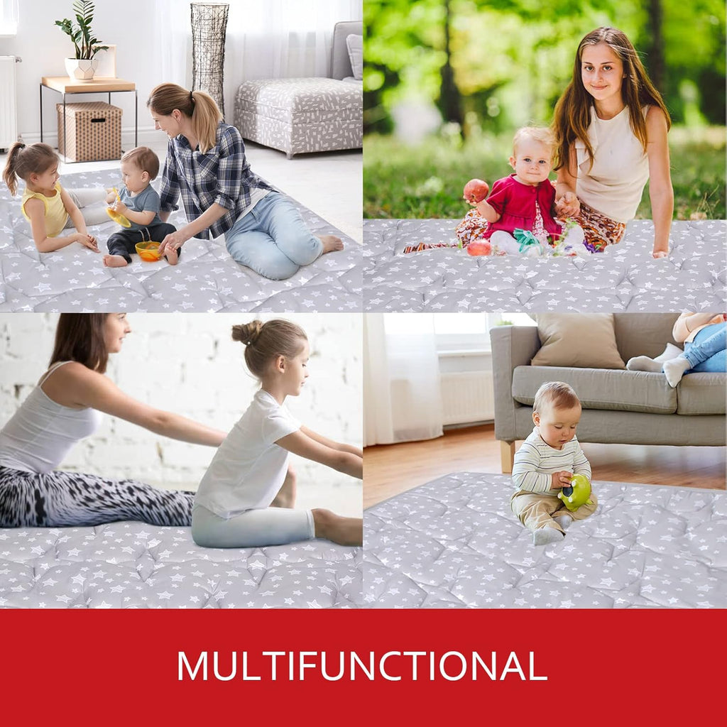 Skiennix Baby Play Mat - Non-Slip Padded Crawling Mat for Kids | 50" x 50" One-Piece Design