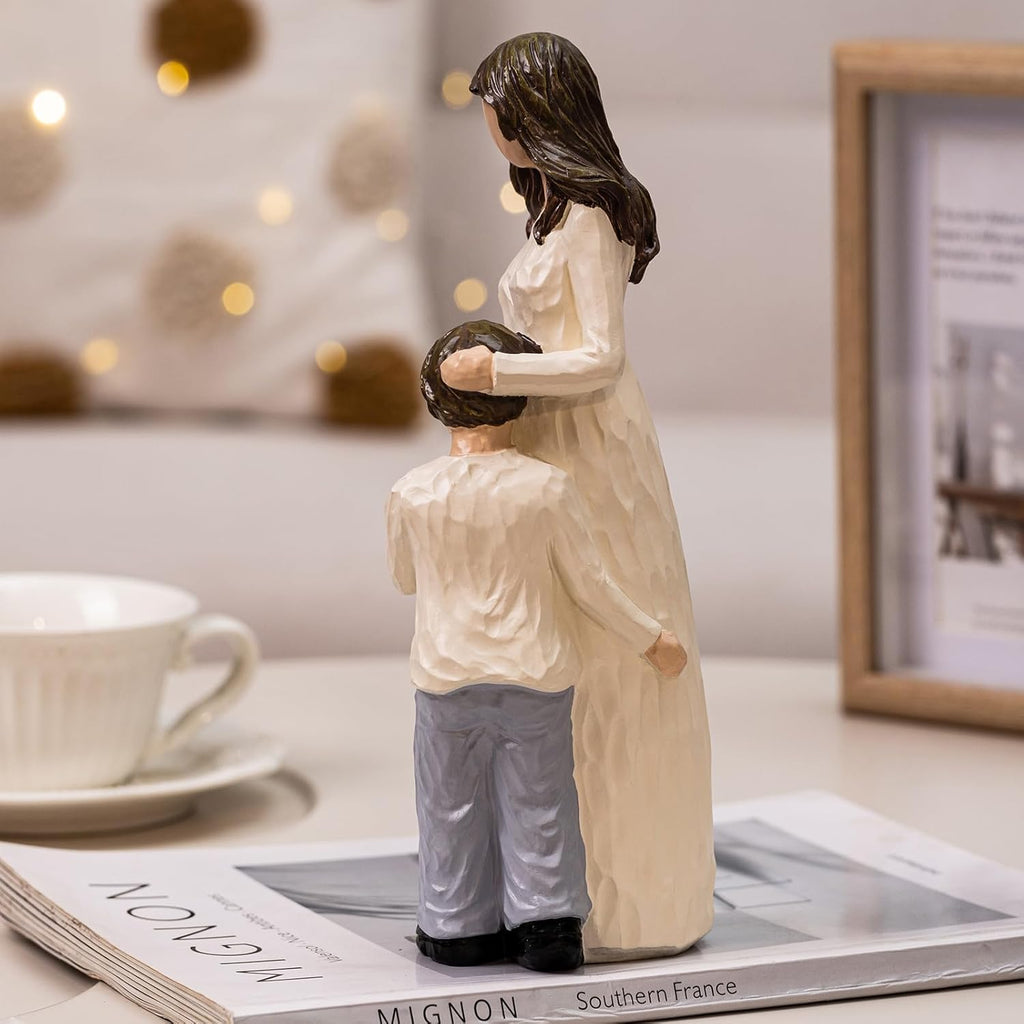Regine Switzerland Mother and Son Figurines - Hand-Painted Family Sculpture Gift | 9.5" H for Birthdays, Christmas, Mother's Day
