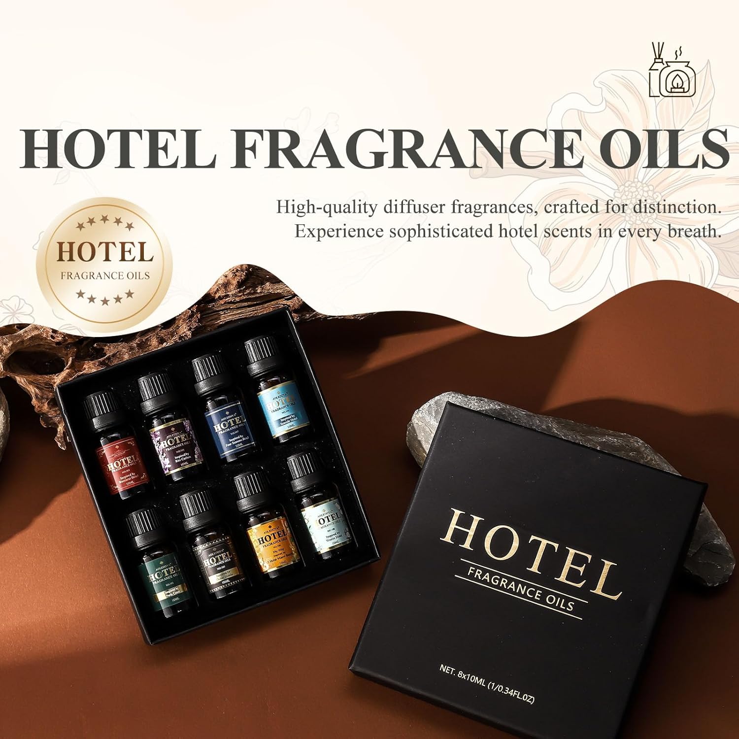 Skiennix Hotel Diffuser Oil Gift Set | 5-Star Inspired Fragrance Collection - My Way, White Tea, Baccarat, Dubai, Beachfront Villa