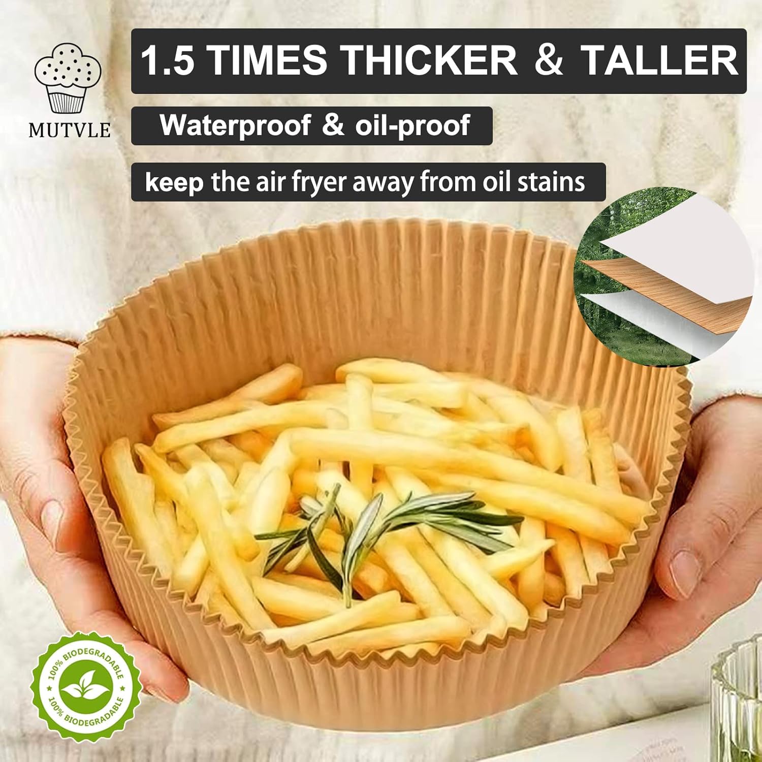 Ninja Air Fryer Liners - Disposable 8-Inch Round Parchment Paper | 200 Pcs for 4 Qt Air Fryer