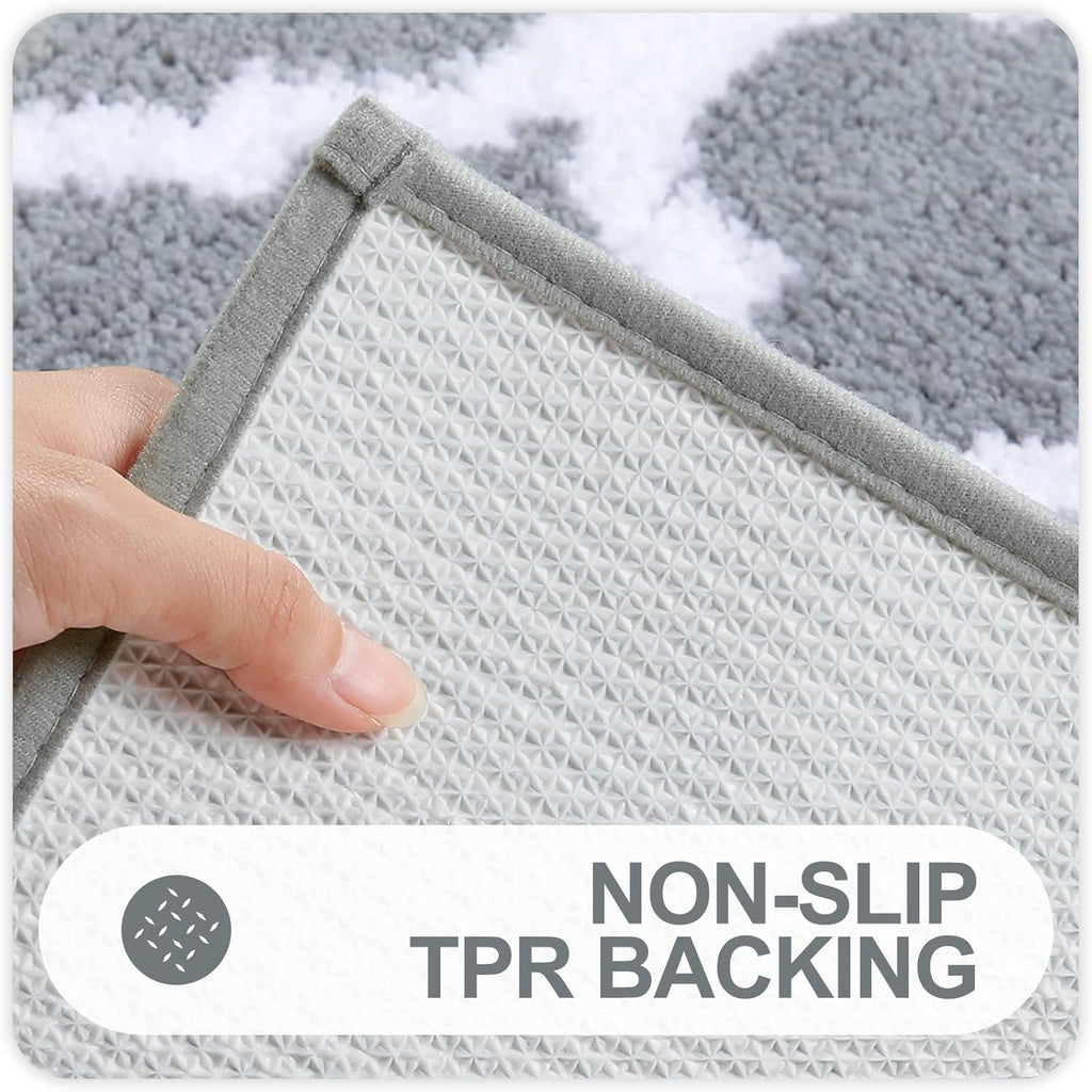 OLANLY Bathroom Rugs Set - 2-Piece Microfiber Non-Slip Bath Mat & U-Shaped Toilet Rug | Grey, Machine Washable (30"x20" + 24"x20")