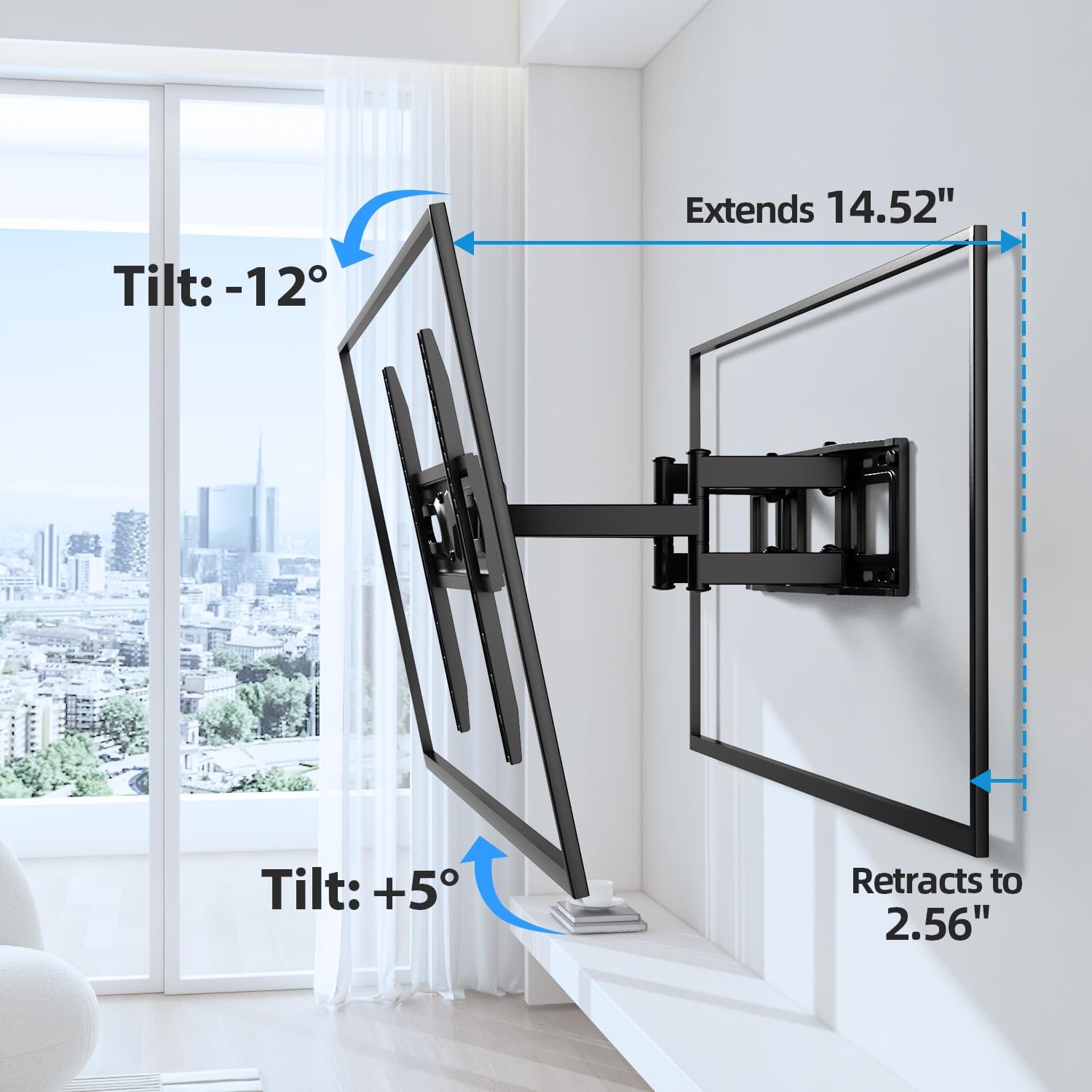 USX STAR Full Motion TV Wall Mount Bracket - Fits 32-70 Inch TVs, Swivel & Tilt, Max VESA 400x400mm, Holds 110 lbs