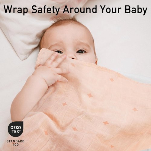 GLLQUEN Baby Receiving Blanket - Soft Cotton Muslin Swaddle Wraps for Newborns | 6 Pack (Sun)