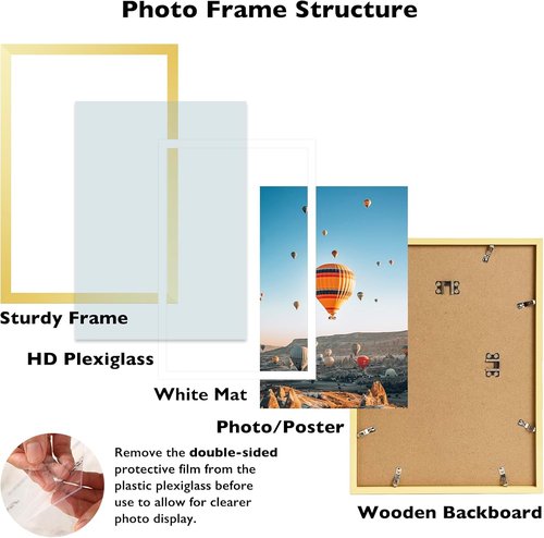JCJMY 12x18 Picture Frame - Elegant Gold Frame for 11x17 Photos with Mat or 12x18 Without Mat