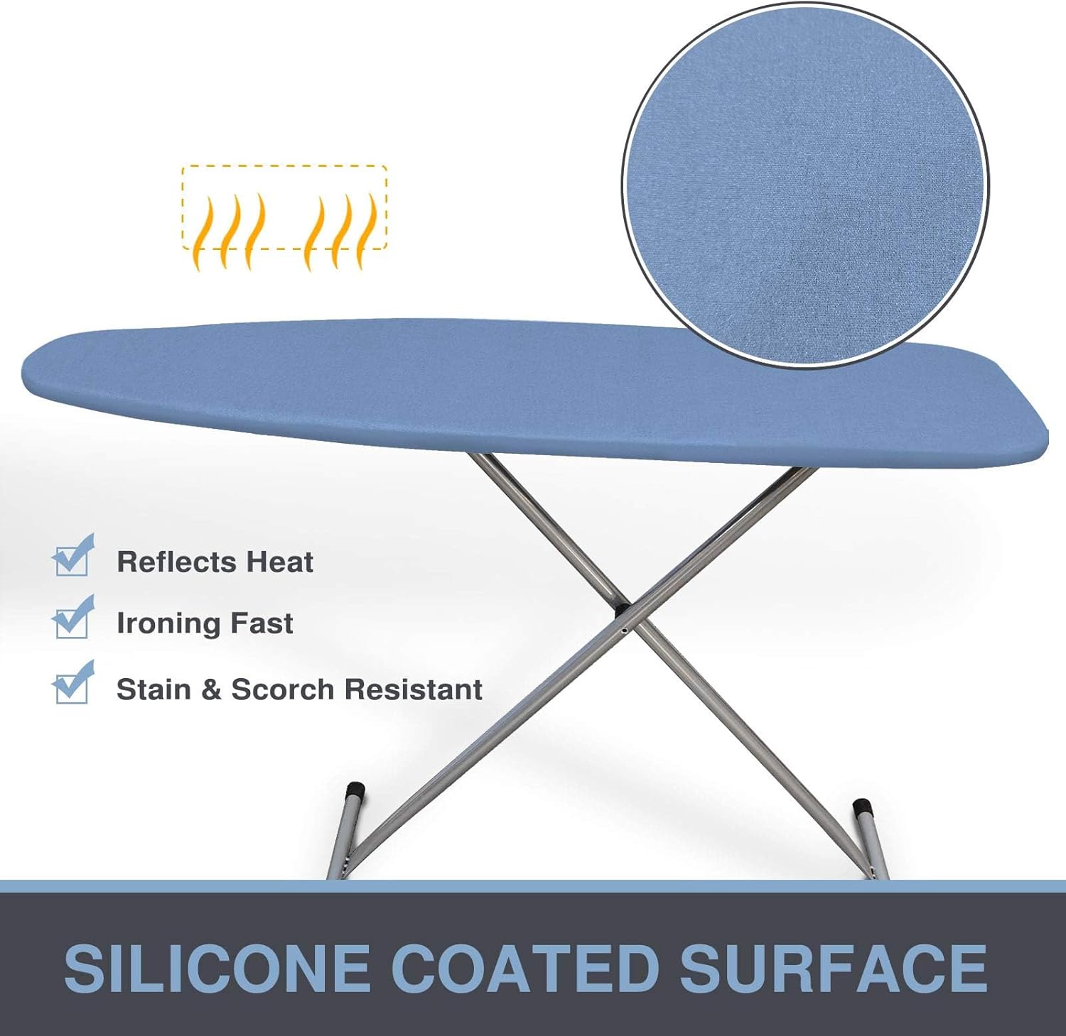 VividPaw Ironing Board Cover - Heavy Duty Silicone Coated Pad, 15x54, Scorch Resistant, Blue