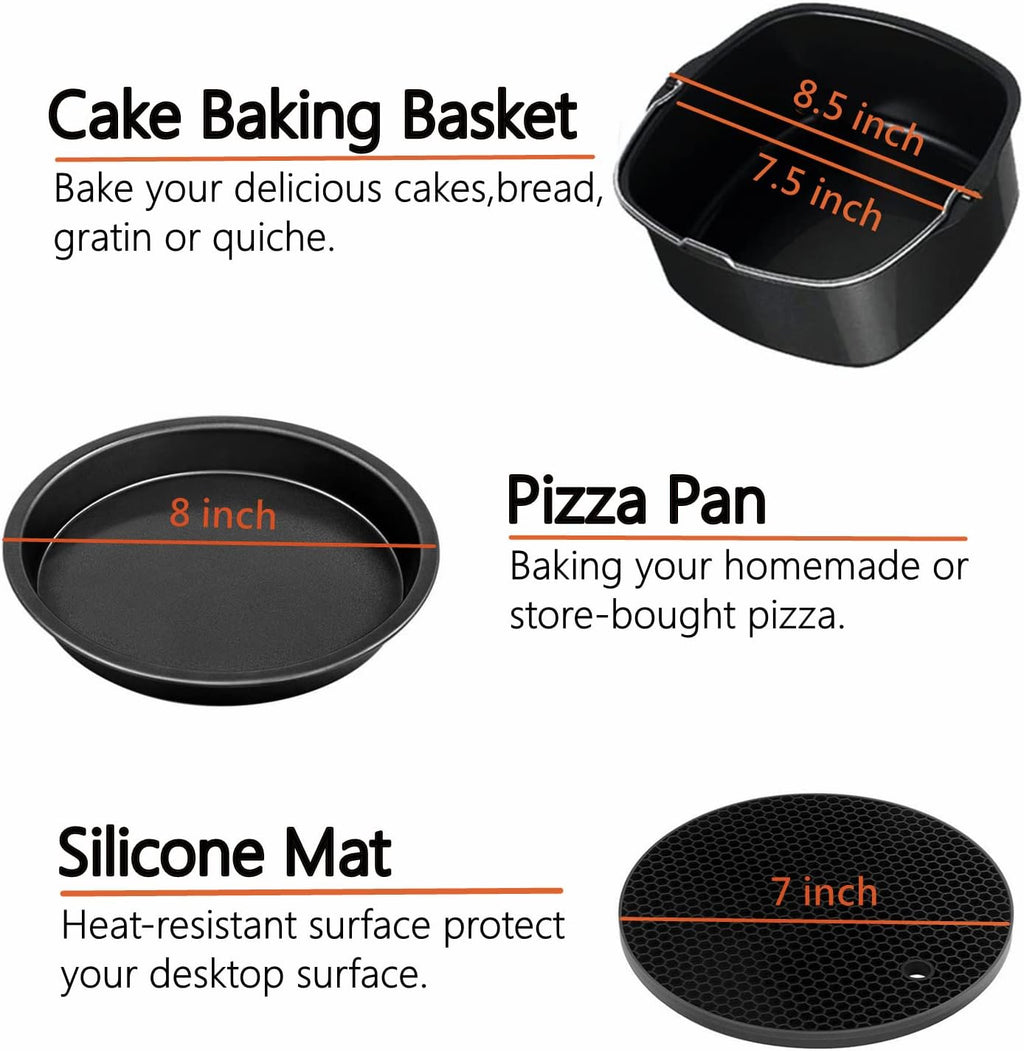 Square Air Fryer Accessories by [Brand Name] - 8 Inch XL Compatible with Philips, Cosori, Ninja | Fits 3.6QT-6.8QT