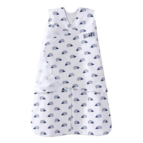 HALO 100% Cotton Sleepsack Swaddle - 3-Way Adjustable Wearable Blanket, TOG 1.5, Navy Hedgehog, Newborn (0-3 Months)