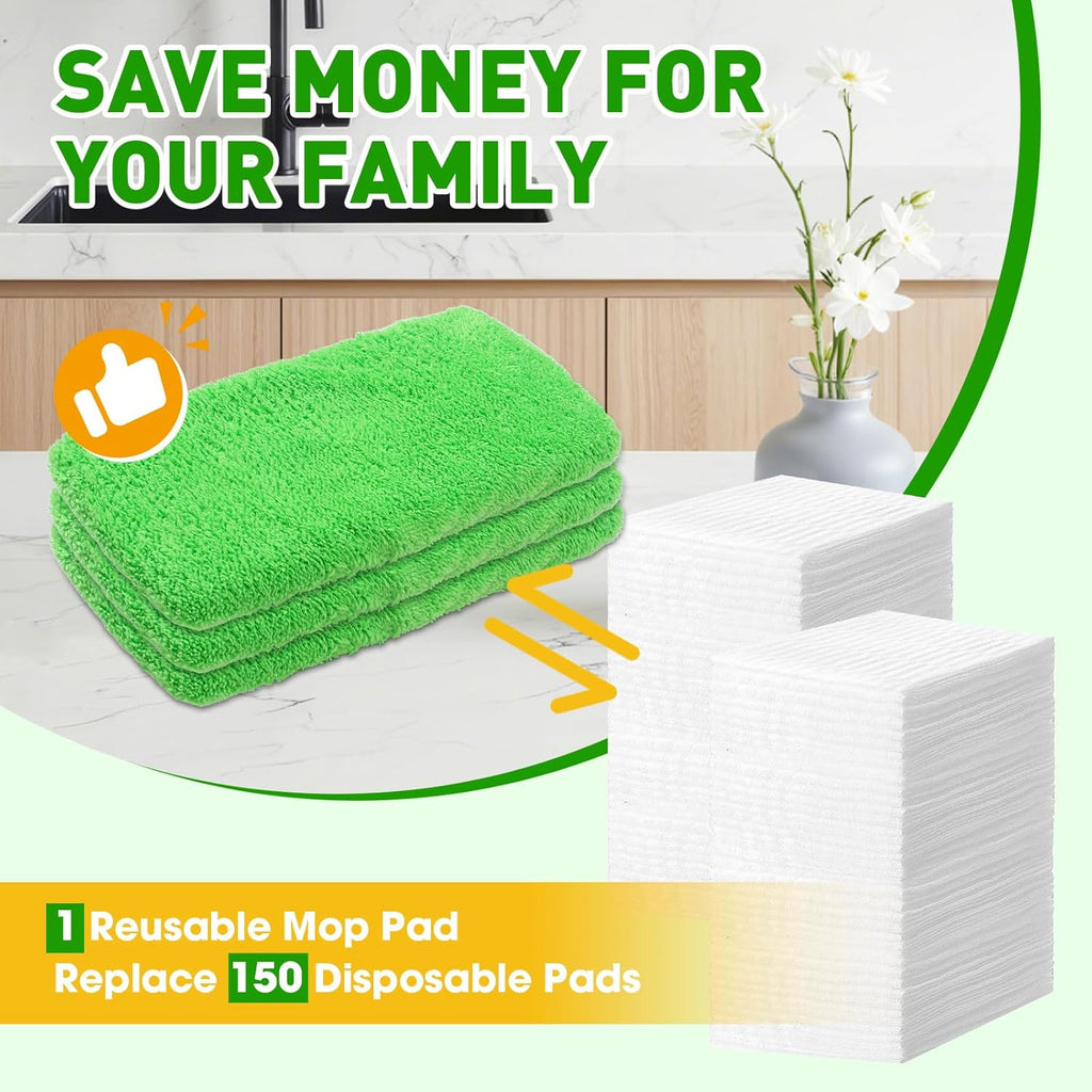 Skiennix 12-Pack Reusable Microfiber Mop Pads - Washable Dry & Wet Cleaning Cloths for Floor Care