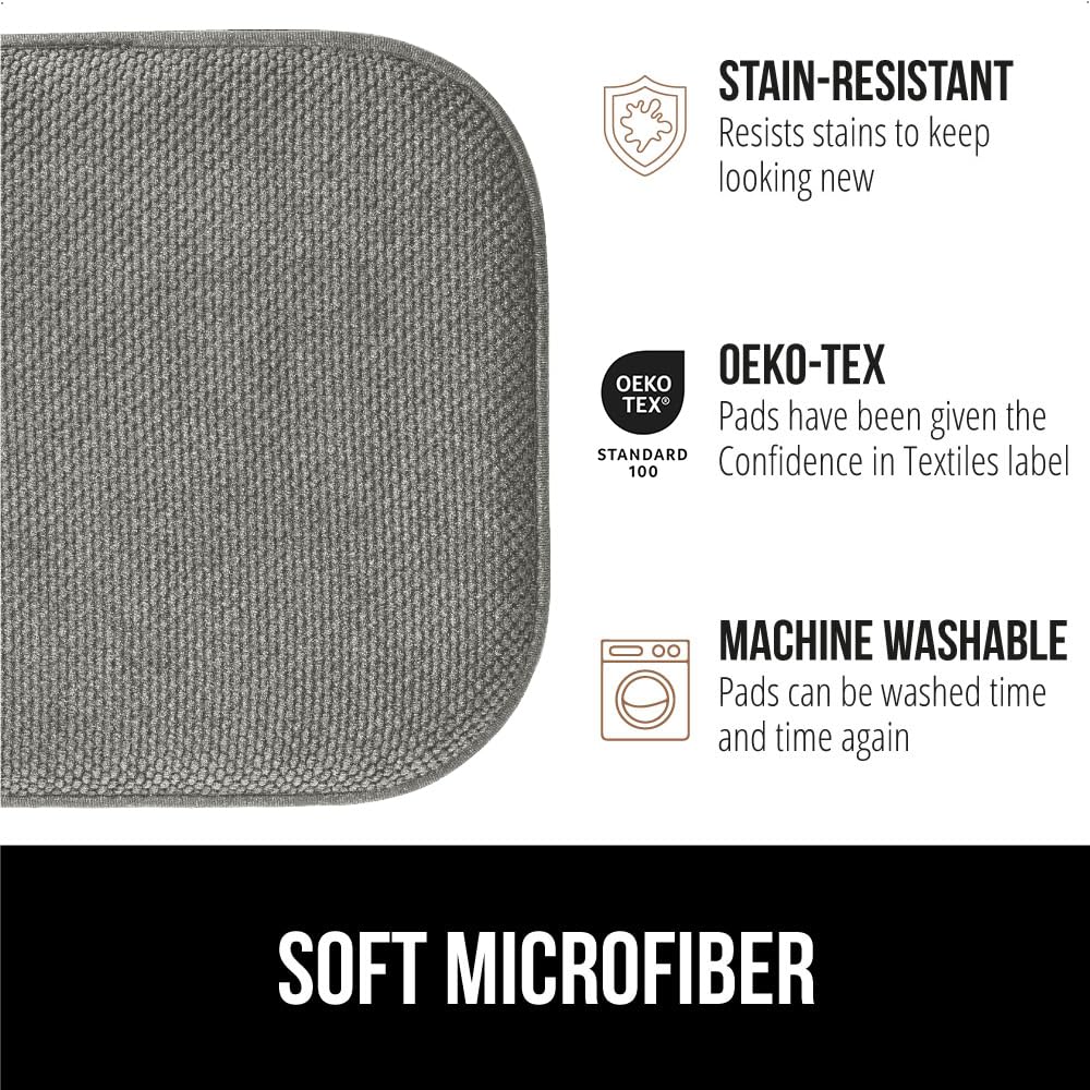 GORILLA GRIP Chair Cushions, Set of 8, 16x16, Memory Foam Pads for Dining Room, Kitchen Table, Office Desk, Rocking Chairs, Stay in Place Backing, Comfortable Microfiber Seat Cover Pad Cushion, Grey