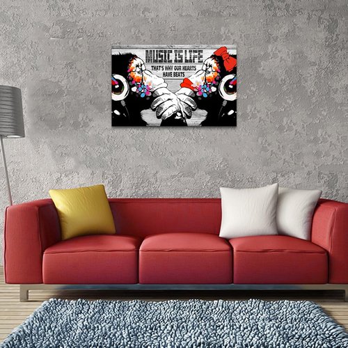 Novatique Banksy Canvas Wall Art Street Graffiti Wall Art Abstract Pop Art Wall Decor Modern Monkeys Pictures Home Decor for Living Room Bedroom, 24 x 36inch