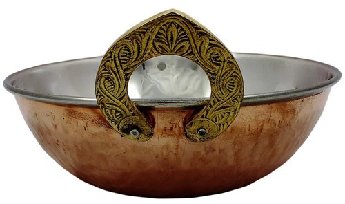 SKAVIJ Heat Insulated Double Wall Karahi Copper Stainless Steel Serving Bowl (0.35 Litre, Pack of 4)
