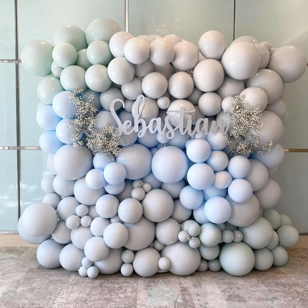 Voircoloria Dusty Blue Balloons - 130pcs in Various Sizes for Baby Showers, Weddings & Parties