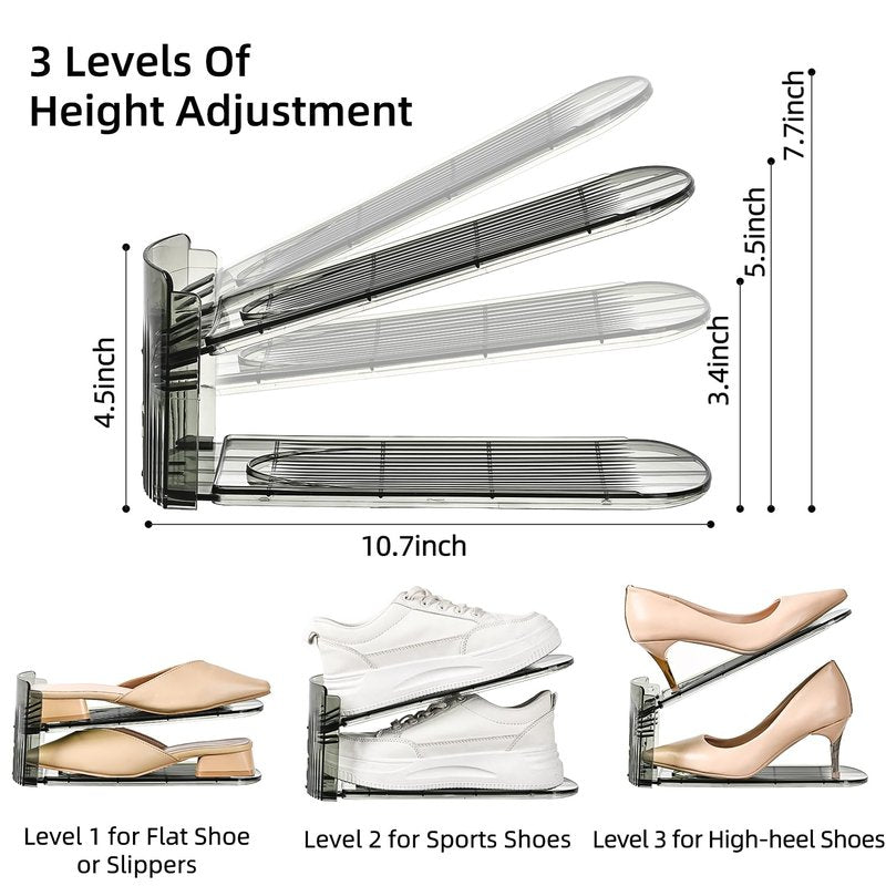 Uni HIMO Shoe Stackers with Three Adjustable Levels,pace Saving ,4.5*10.7inch