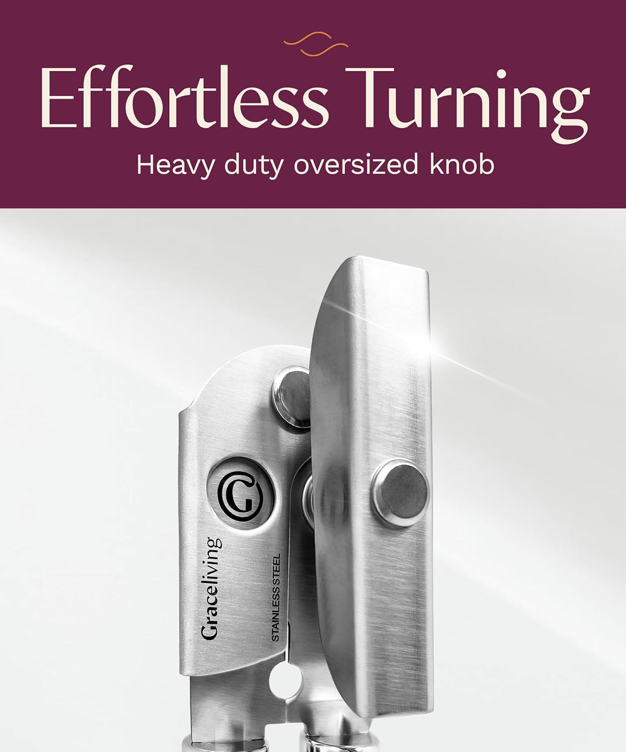 Skiennix Premium Multifunction Magnetic Can Opener - Heavy Duty Stainless Steel with Easy Turn Knob | Mauve