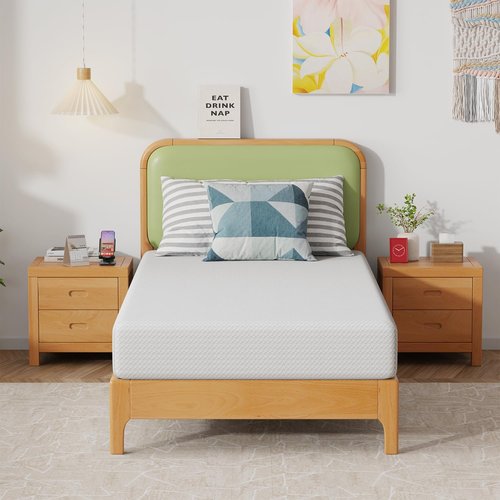 FDW 8-Inch Twin Mattress - Medium Firm Gel Memory Foam with Cooling Ventilation & Pressure Relief | White, Washable Cover