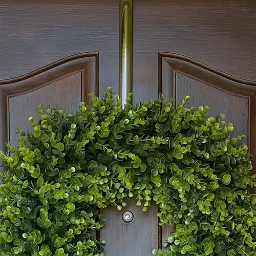 Haute Decor Adjustable Wreath Hanger - Premium Over The Door Design | Holds Up to 30 Pounds (Antique Brass)
