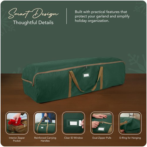 Covermates Keepsakes Garland Duffle Bag - Durable Polyester, Reinforced Handles, Fits up to 25 Foot Garland Depending on Thickness - Holiday Storage, Green
