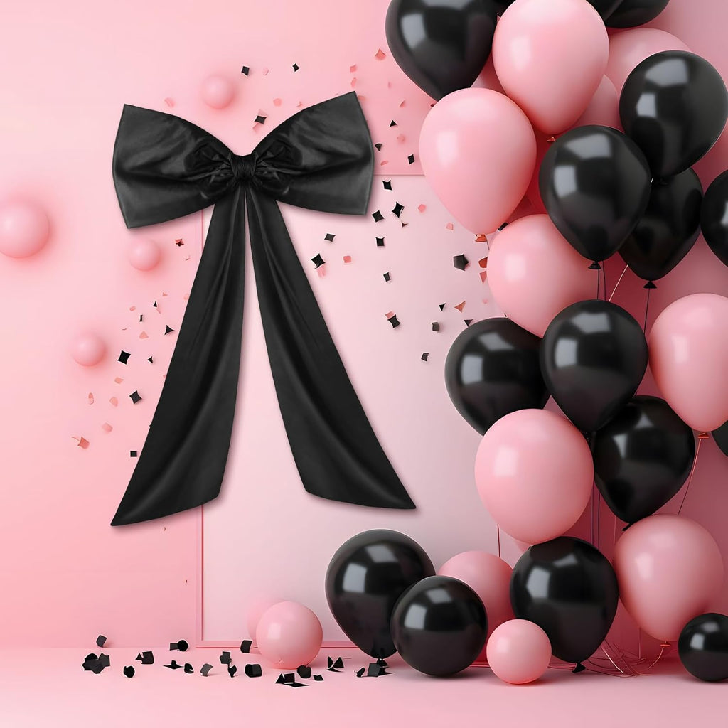 Wavwavw Large Black Bow Decor - Giant Satin Ribbon Tie for Birthday & Wedding | 24 x 36 Inches