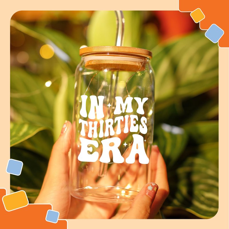NewEleven 30th Birthday Gifts For Women - 30s Birthday Decorations - 30 Year Old Gift For Her, Woman, Sister, Mom, Daughter, Best Friend - In My Thirties Era Glass - 16 Oz Coffee Glass