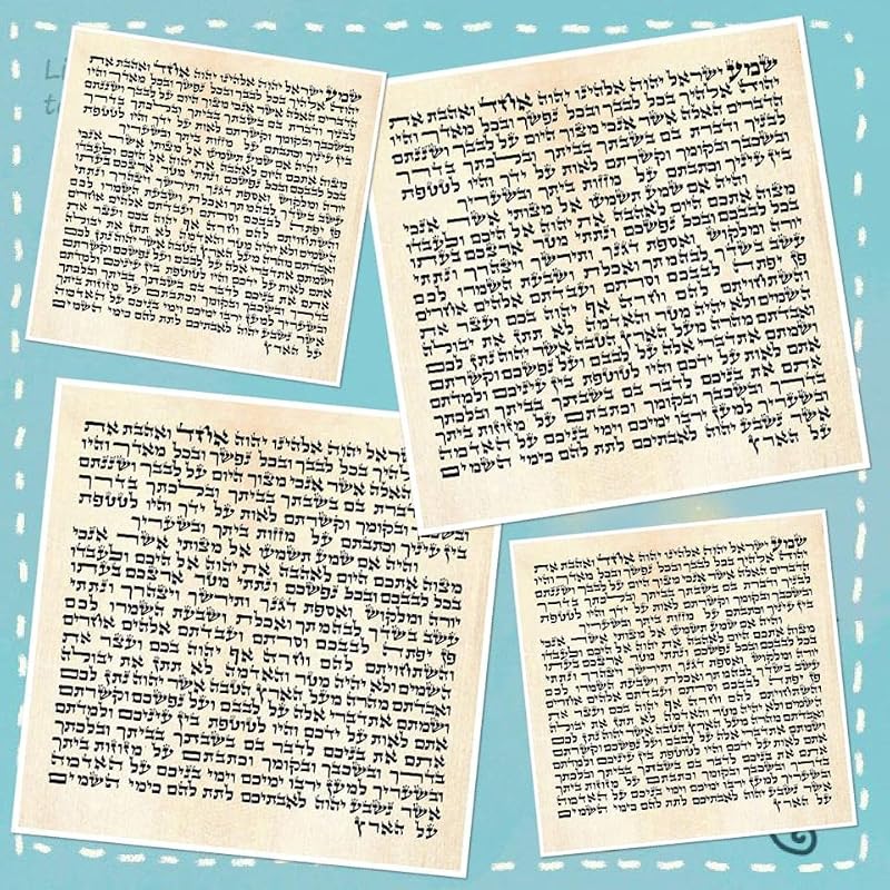 4-Pack Printed Mezuzah Klaf Paper Parchment 4x4 Inch Hebrew Prayer