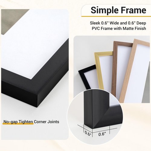 Acovy 16x16 Square Picture Frames Set of 5, 16 x 16 Photo Frame with Mat for 12x12 or 16x16 without Mat, 16"x16" Picture Frame with HD Plexiglass, 16 by 16 Frame for Wall or Tabletop Display, Black
