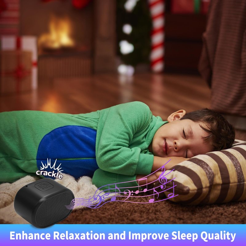 GUSUCIN Fireplace Crackling Sound Maker for Electric Fireplace, Rechargeable Realistic Fireplace Sound Box, Fire Crackler Sound System for Gas Fireplace, Winter Sleep White Noise Machine, Black