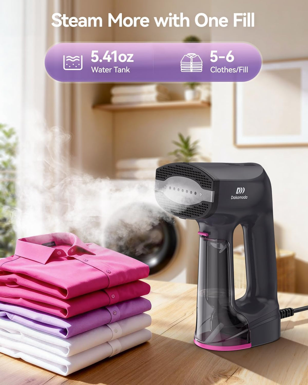 Skiennix Handheld Clothes Steamer - 3500Pa Suction, LED Display, 2-in-1 Steaming & Ironing, 160ml Tank