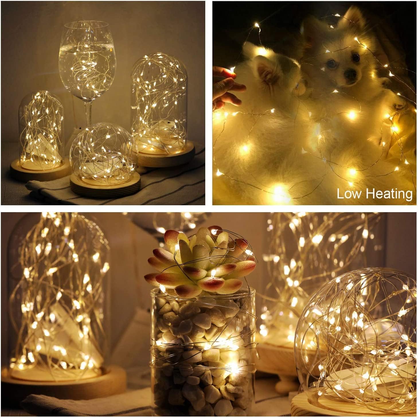 Skiennix 20 Pack Fairy Lights - 7ft Battery Operated LED Twinkle String Lights for DIY Crafts & Events | Warm White
