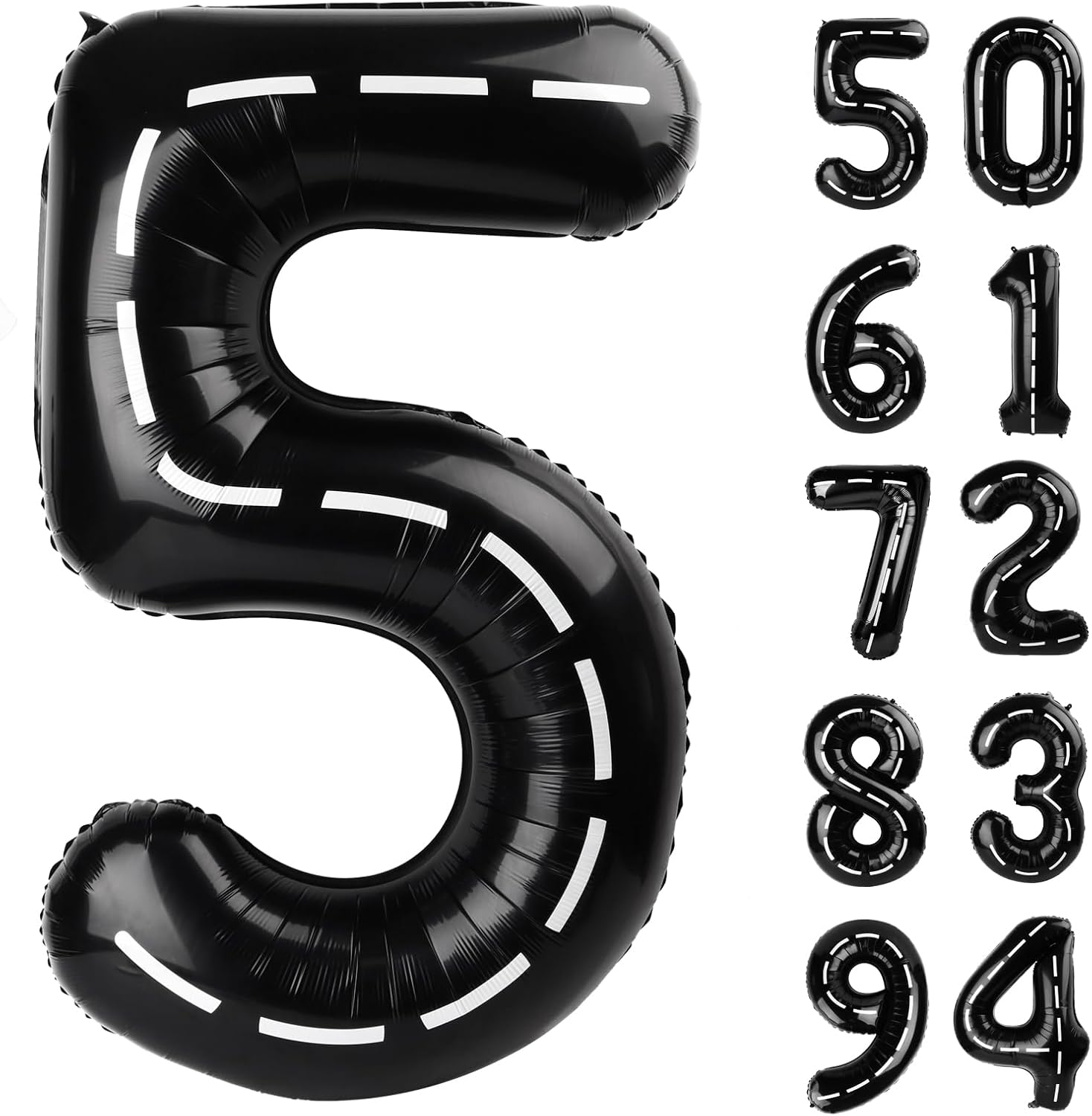 Race Car 5 Balloon | 40-Inch Black Number 5 Birthday Balloon Decorations for Parties