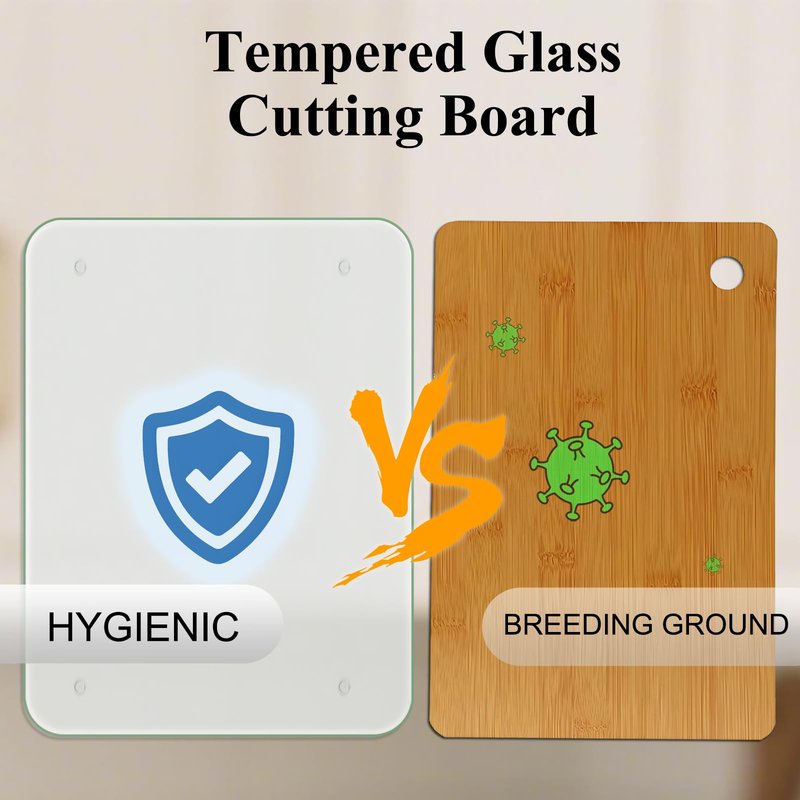 Tempered Glass Cutting Board for Kitchen, 18 x 24 Inch Clear Cutting Board with Non-Slip Feet for Countertop, Dishwasher Safe, Rounded Corner Board, Shatter, Heat & Scratch Resistant-Clear