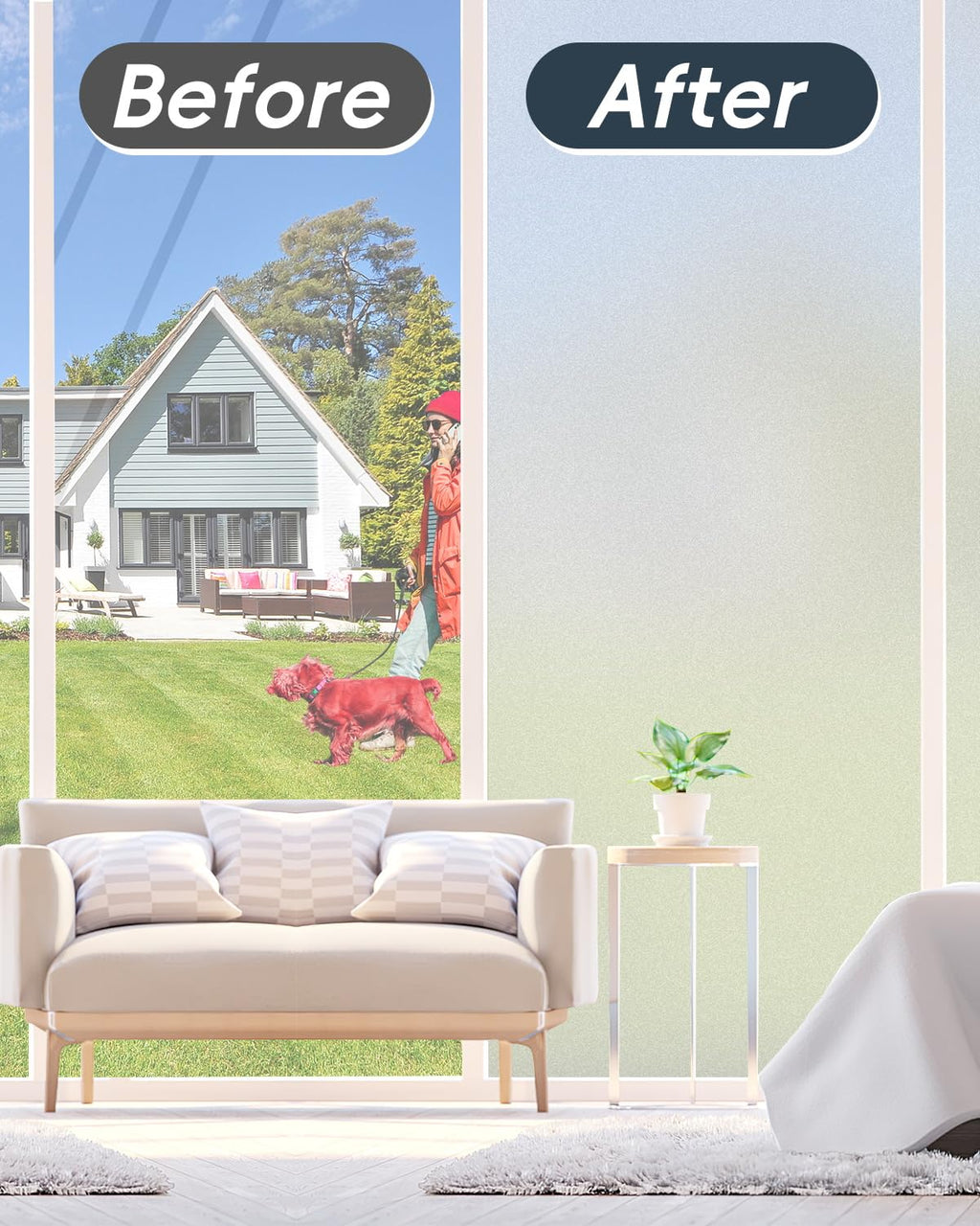 Frosted Glass Window Privacy Film Decorative with Tools, 2 Way Frosting Privacy Film for Glass, Static Cling Window Tint for Home Anti-UV, Covering Clings 47.2" by 78.74"