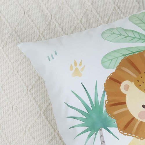 Bonhause Animals Print Throw Pillow Covers 18 x 18 Inch Set of 4 Monkey Giraffe Lion Zebra Toucan Palm Tree Soft Velvet Decorative Pillow Cases for Couch Sofa Bed Kids Room Decor