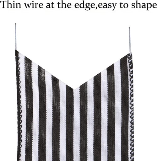 Hongsome Halloween Bows - 2 Pack Black & White Stripe Decor for Wreaths & Tree Toppers | 12”x20”