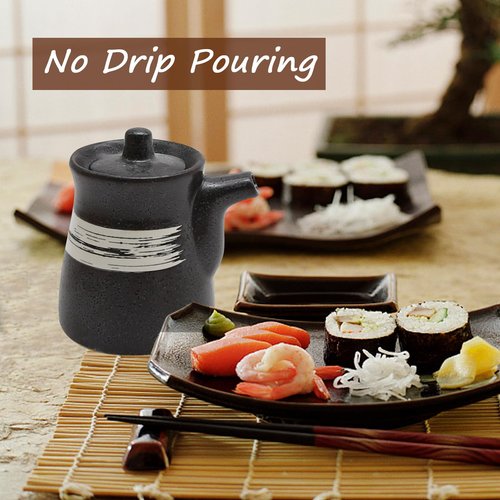 MDEOOSKY Ceramic Seasoning Bottle, Japanese Style Earthenware Ceramic Oil Dispenser, Olive Oil Dispenser, Sushi Sauce Container, for Kitchen Cooking, 6.76 fl oz (White Brush)