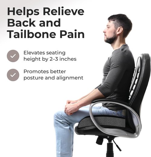Kölbs Extra Large Memory Foam Seat Cushion - Plush Velvet Cover for Office Chair & Coccyx Pain Relief