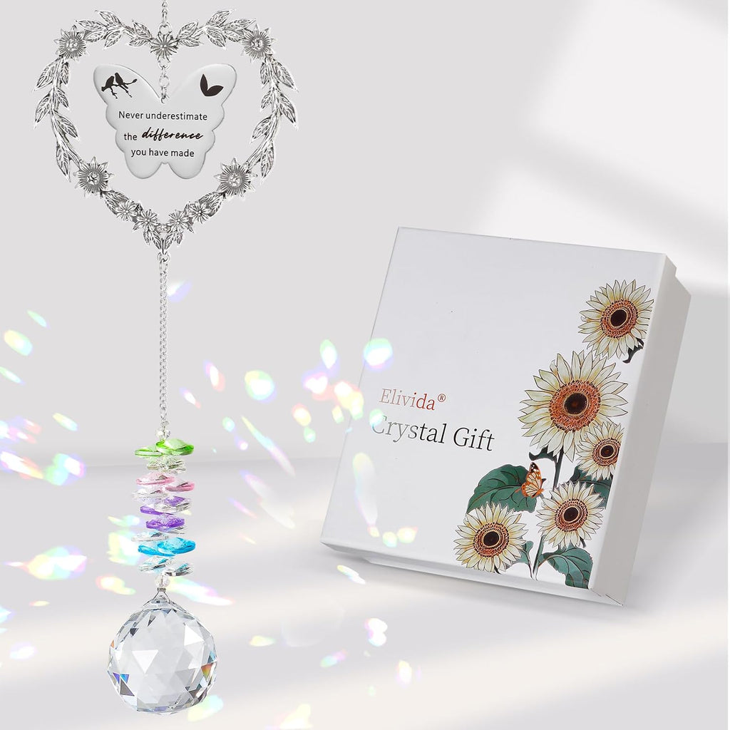 Retirement Gift Sun Catcher - Heart-Shaped Rainbow Maker for Coworkers | Crystal Prism Ornament