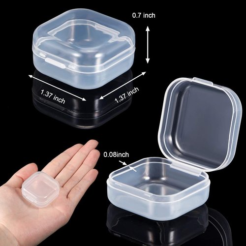 Clear Plastic Beads Storage Containers by [Brand Name] - 24 Pack with Hinged Lid for Crafts & Jewelry | 1.37 x 1.37 x 0.7 Inches