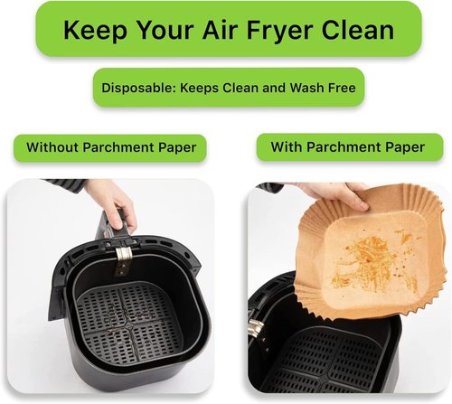 Air Fryer Liners - 100PCS Unbleached Non-Stick Parchment Paper for 2 to 5 Qt Air Fryers | 6.3 Inch
