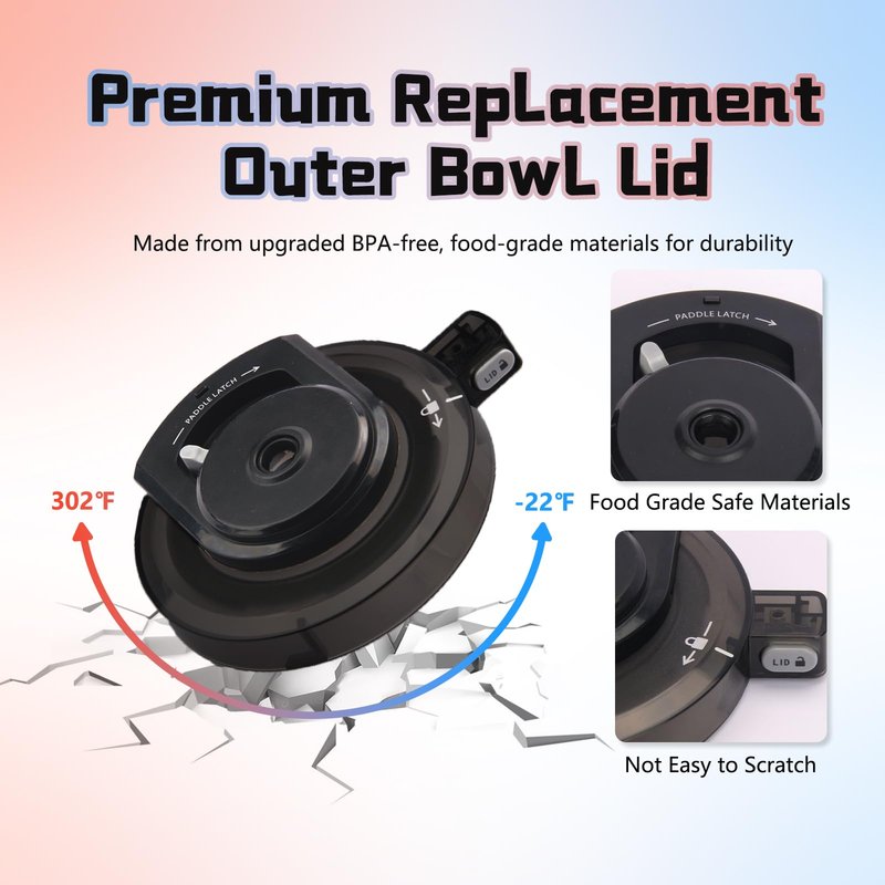 FIIOEOY Outer Bowl Lid Suitable for NC500 Ice Cream Maker, Reusable Creami Deluxe Lid Replacement Compatible with NC500/NC501 Series（NO Paddle), Dishwasher Safe, Leak Proof