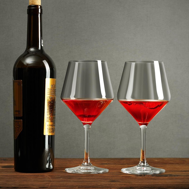 FrutPunch Hand-Blown Crystal Wine Glasses Set of 2, 16OZ, Long Stem Glasses for Red and White Wine, Christmas and Wedding Gifts (2)