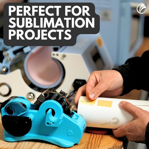Echomerx Tape Dispenser - Multi-Roll Pre-Cut Sublimation & Heat Resistant for Cricut | 1" & 3" Large Core, Blue