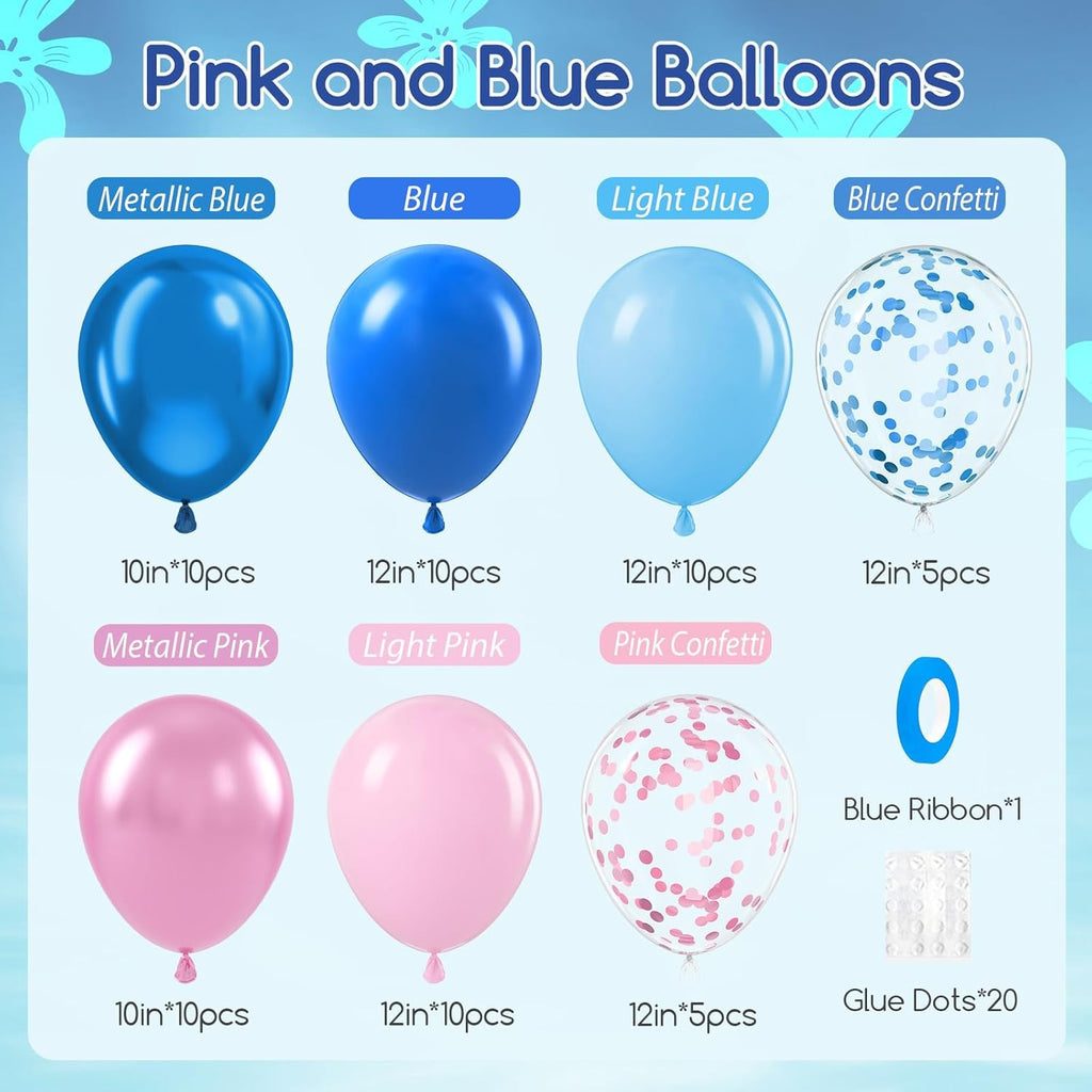Skiennix 60pcs Pink & Blue Balloons - 12 Inch Metallic Confetti for Gender Reveal & Baby Shower Decor