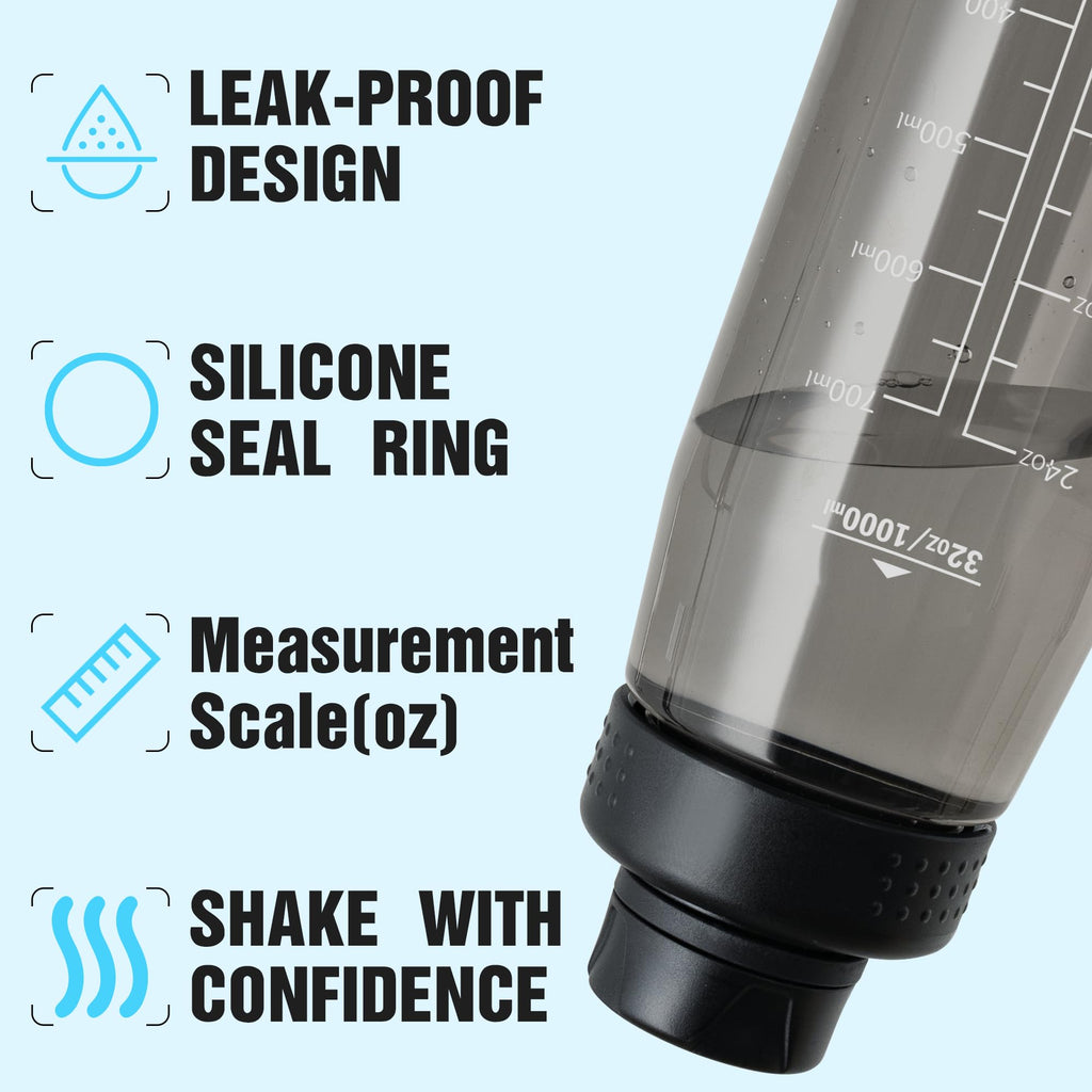 Edmyre Water Bottle 32oz, Clear Water Bottle with Spout Lid and Carry Handle, Reusable, Tritan, BPA Free, Hiking Water Bottle Suitable for Travel, Outdoors, Gym, Travel, Home, School (Black)