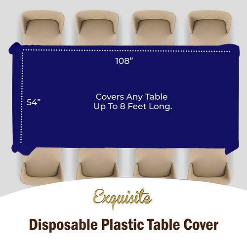 Party Solids Navy Tablecloths for Rectangle Tables 48 Pack Plastic Table Cloth Disposable 54" X 108" Navy Table Cloths Rectangle Tablecloth Plastic Tablecloths Rectangular Party Supplies