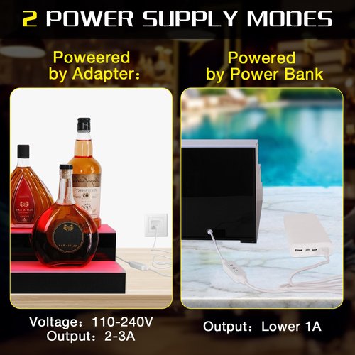 ClarityCraze LED Lighted Liquor Bottle Display Shelf, 2 Tiers 24 Inch Bar Bottle Display Shelf with Remote and App Control for Home Bar Party Whiskey Wine Coffee Syrup Water Bottle Display